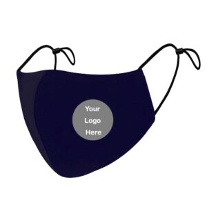 Customized Navy Blue Cotton 4 Layer Face Masks With Logo Pack Of 5