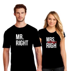 Couple T Shirt Mr Right Mrs Always Right