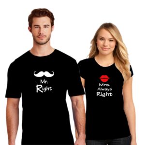 Couple T Shirt Mr Right Mrs Always Right With Beard