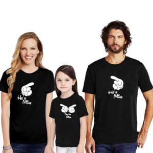 Aunt Kosciuszko Engage Family T-Shirts For 3 He Is Mine She Is Mine 100% Cotton T-Shirt