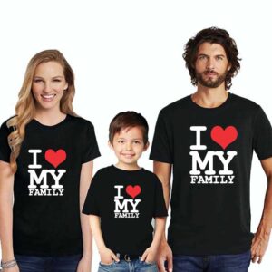 Family T-Shirts For 3 I Love My Family Boy