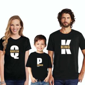 Family T-Shirts For 3 King Queen Prince Boy