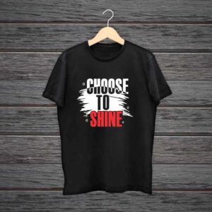 Man Printed Black Cotton T-shirt Choose To Shine