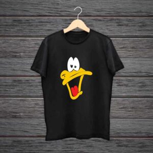 Man Printed Black Cotton T-shirt Ducky Duck