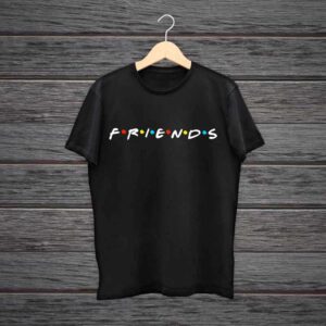Man Printed Black Cotton T-shirt Friends