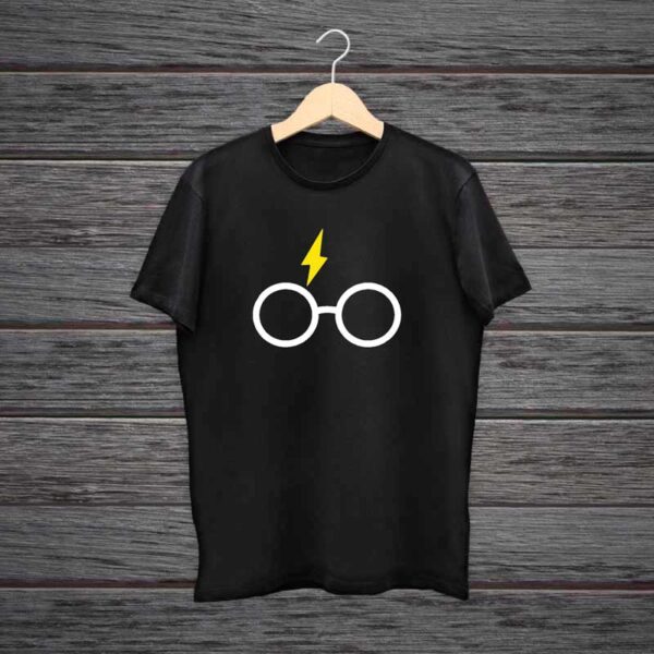 Man-Printed-Black-Cotton-T-shirt-Harry-Potter-Lightning-Glass