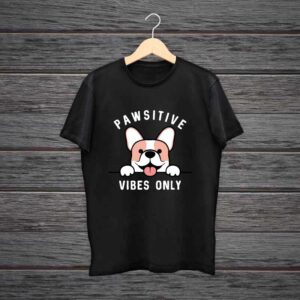 Man Printed Black Cotton T-shirt Pawsitive Vibes Only