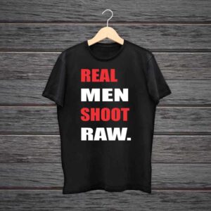 Man Printed Black Cotton T-shirt Real Man Shoot Raw