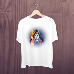 Bholenath T Shirt White Polyester Dry Fit