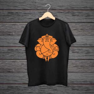 Ganesh T Shirt 100% Black Cotton
