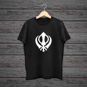 Khanda Sikh T Shirt 100% Black Cotton