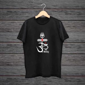 OM Namah Shivay T Shirt 100% Black Cotton