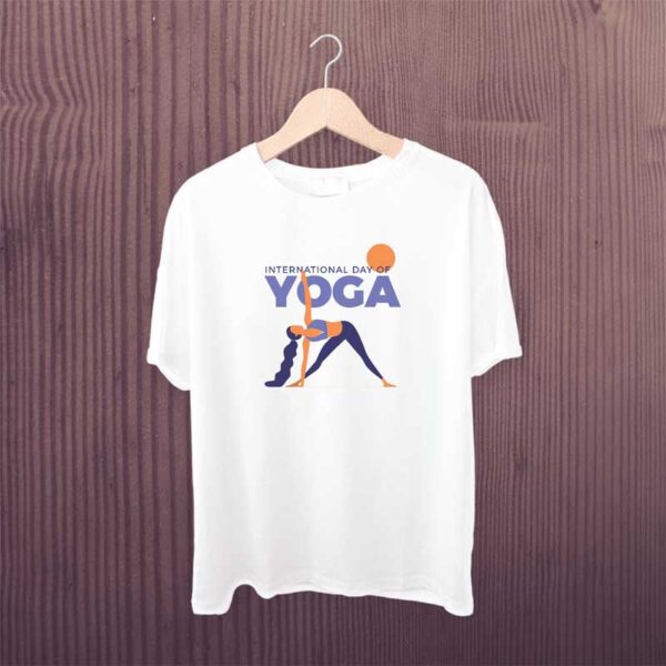 Yoga-Day-T-Shirt-Girl-White-Printed