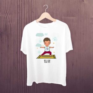 Yoga Day T Shirt Kids White Printed