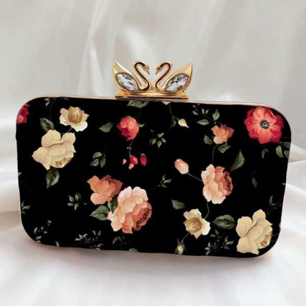 Black-Color-Printed-Clutch-Bag-1