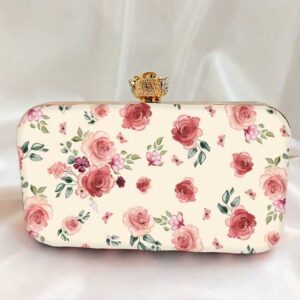 Diamond button rose Printed Clutch Bag