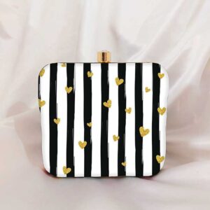 Golden Heart Printed Clutch Bag