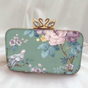 Gray Color Printed Clutch Bag