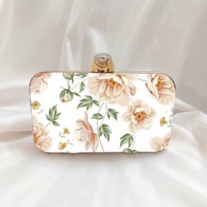 Green Leaf Flower Printed Clutch Bag