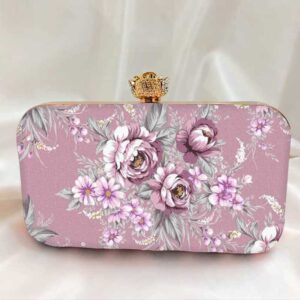Purple Rose Printed Clutch Bag