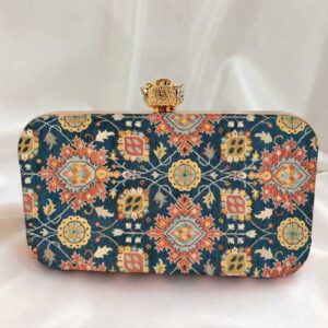 Red Yellow Flower Printed Clutch Bag