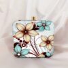 Round-Button-Flower-Printed-Clutch-Bag