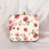 Round-Button-White-Printed-Clutch-Bag