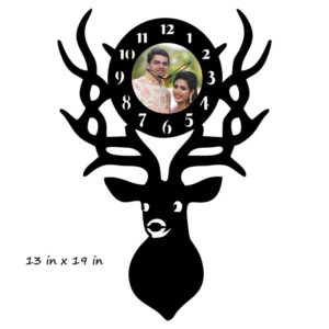 Deer-Wooden-Photo-Frame-With-Clock