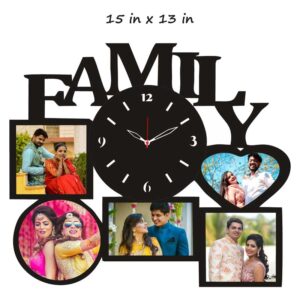 Customized Family Wooden Photo Frame With Clock