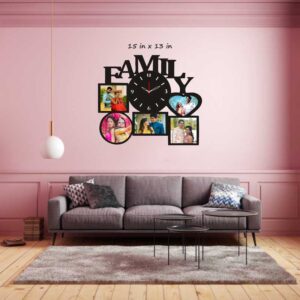 Customized Family Wooden Photo Frame With Clock