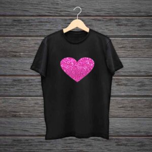Girl T-Shirt Heart Glitter Print
