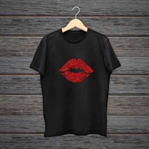 Girl T-Shirt Kiss Glitter Print
