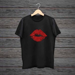 Girl T-Shirt Kiss Glitter Print