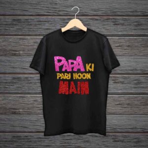 Girl T-Shirt Papa Ki Pari Hoon Glitter Print