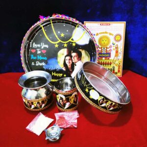 Personalized Karwa Chauth Thali Set Sticker Printed