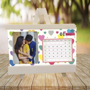 Photo Calendar With Wooden Easel Stand