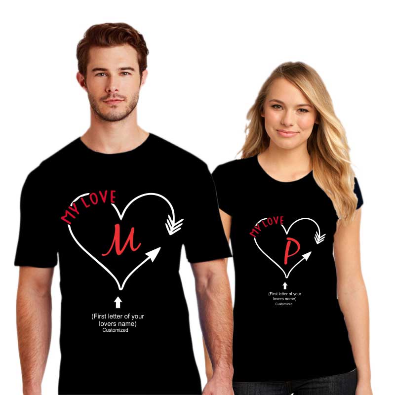 Valentine Love Name Couple T shirt