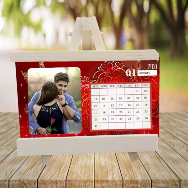 Valentine-Photo-Calendar-With-Wooden-Easel-Stand-Red