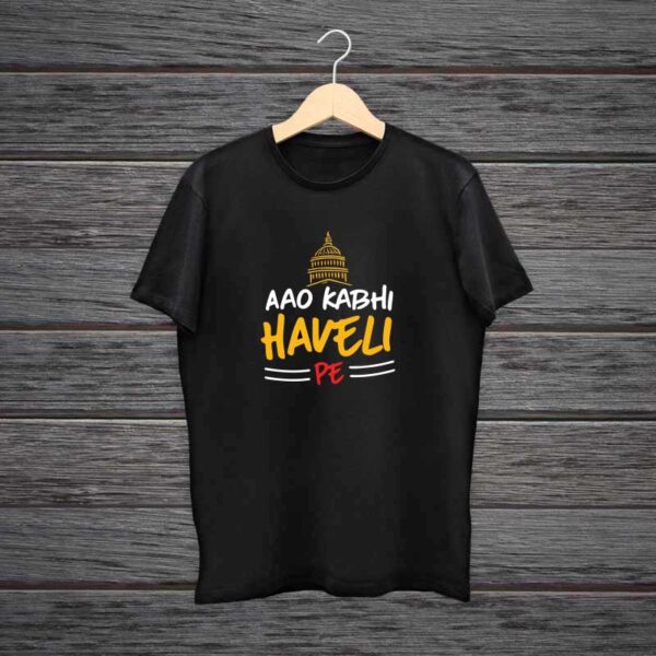 Aao-Kabhi-Haveli-Pe-Black-Cotton-Tshirt