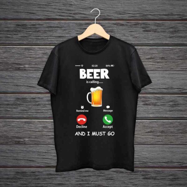 Beer-Is-Calling-Trending-Black-Cotton-Tshirt