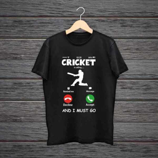 Cricket-Is-Calling-Trending-Black-Cotton-Tshirt