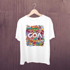 Goa Beach Printed White Tshirt For Kids