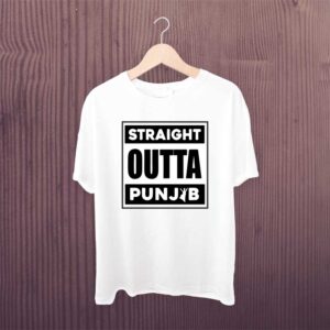 Straight Outta Punjabi White Tshirt