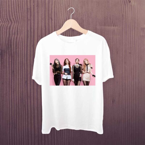 Black-Pink-Group-White-Printed-Tshirt