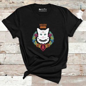 Cute Cat With Crown Cotton Tshirt