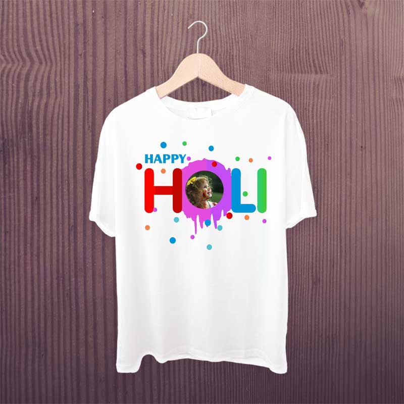 Happy Holi Customized Photo Printed Tshirt From Graphixking