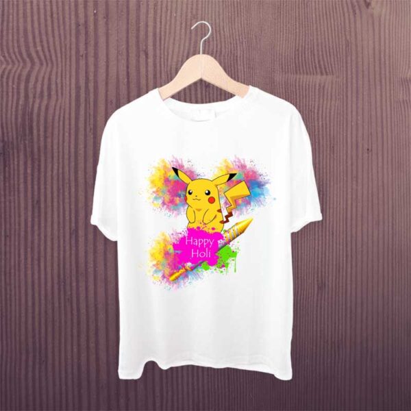 Pikachu-Happy-Holi-Kids-Tshirt