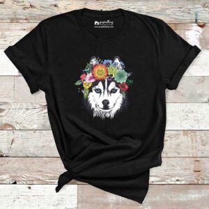 Wolf Flower Crown Printed Cotton Tshirt