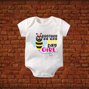 Brother Of The Bee Day Girl Baby Romper