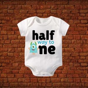 Half Way To One Baby Romper